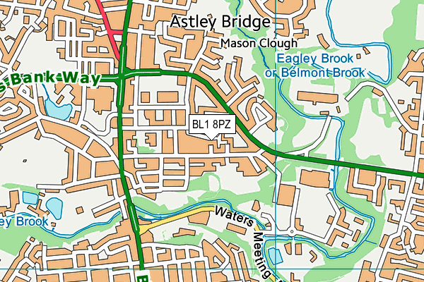 BL1 8PZ map - OS VectorMap District (Ordnance Survey)