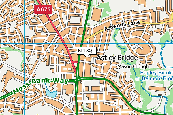 BL1 8QT map - OS VectorMap District (Ordnance Survey) BL1 8QT map - OS VectorMap District (Ordnance Survey)