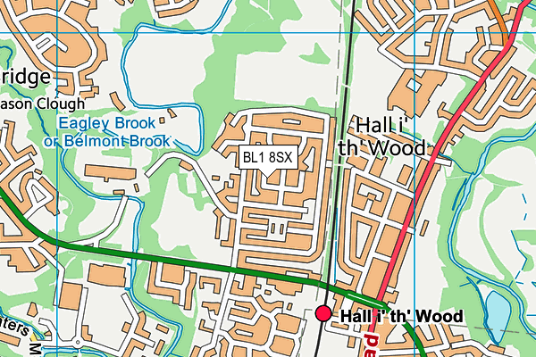 BL1 8SX map - OS VectorMap District (Ordnance Survey) BL1 8SX map - OS VectorMap District (Ordnance Survey)