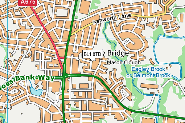 BL1 8TD map - OS VectorMap District (Ordnance Survey) BL1 8TD map - OS VectorMap District (Ordnance Survey)