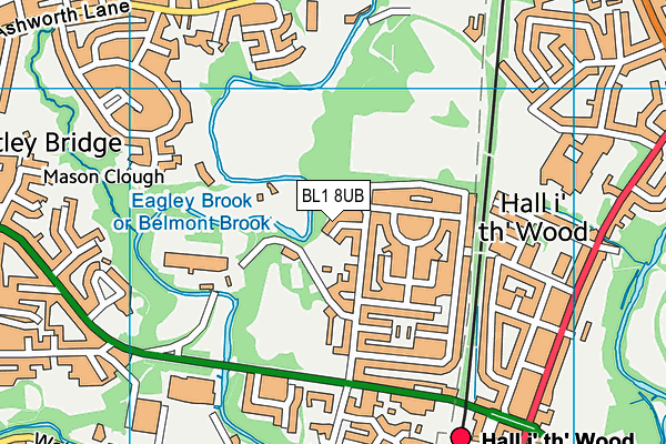 BL1 8UB map - OS VectorMap District (Ordnance Survey) BL1 8UB map - OS VectorMap District (Ordnance Survey)