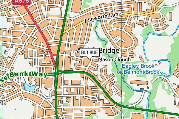 BL1 8UE map - OS VectorMap District (Ordnance Survey) BL1 8UE map - OS VectorMap District (Ordnance Survey)
