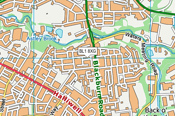 BL1 8XG map - OS VectorMap District (Ordnance Survey) BL1 8XG map - OS VectorMap District (Ordnance Survey)