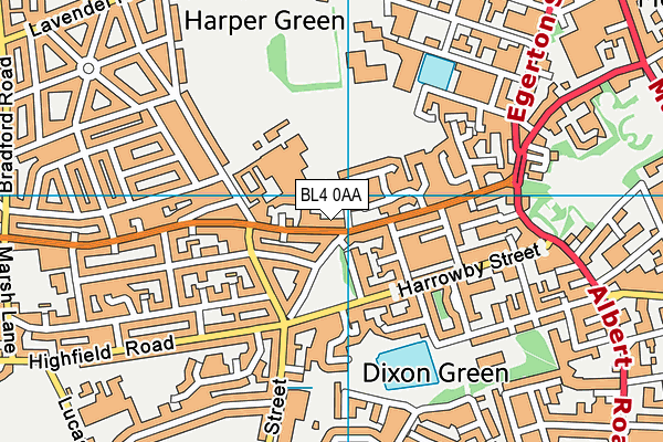 BL4 0AA map - OS VectorMap District (Ordnance Survey) BL4 0AA map - OS VectorMap District (Ordnance Survey)