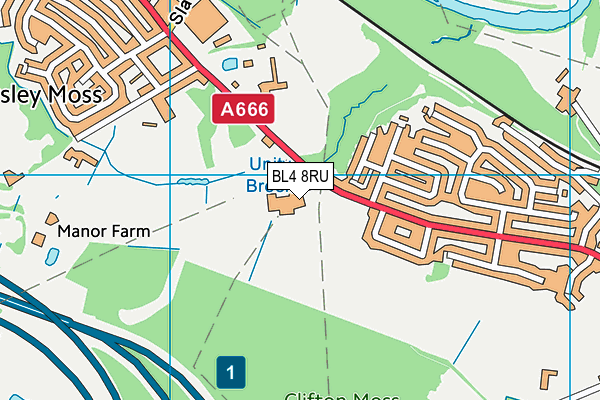BL4 8RU map - OS VectorMap District (Ordnance Survey) BL4 8RU map - OS VectorMap District (Ordnance Survey)
