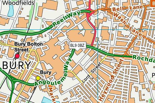 BL9 0BZ map - OS VectorMap District (Ordnance Survey)