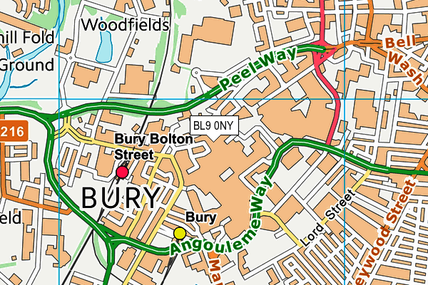 BL9 0NY map - OS VectorMap District (Ordnance Survey) BL9 0NY map - OS VectorMap District (Ordnance Survey)