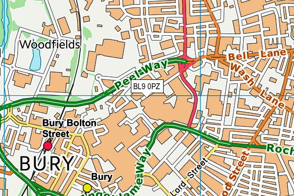 BL9 0PZ map - OS VectorMap District (Ordnance Survey) BL9 0PZ map - OS VectorMap District (Ordnance Survey)