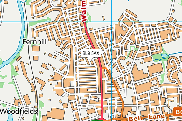 BL9 5AX map - OS VectorMap District (Ordnance Survey)