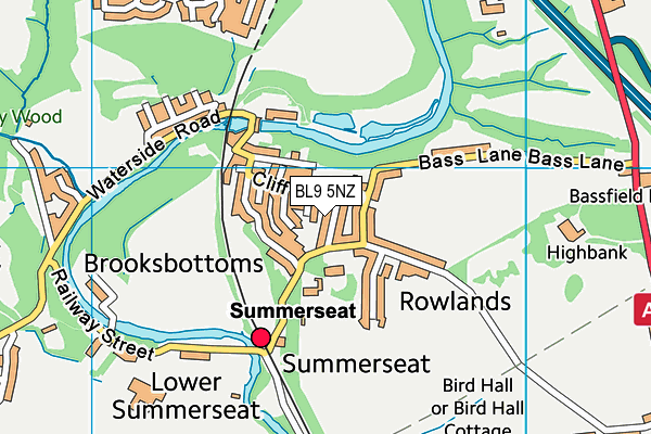 BL9 5NZ map - OS VectorMap District (Ordnance Survey)