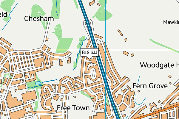 BL9 6JJ map - OS VectorMap District (Ordnance Survey) BL9 6JJ map - OS VectorMap District (Ordnance Survey)