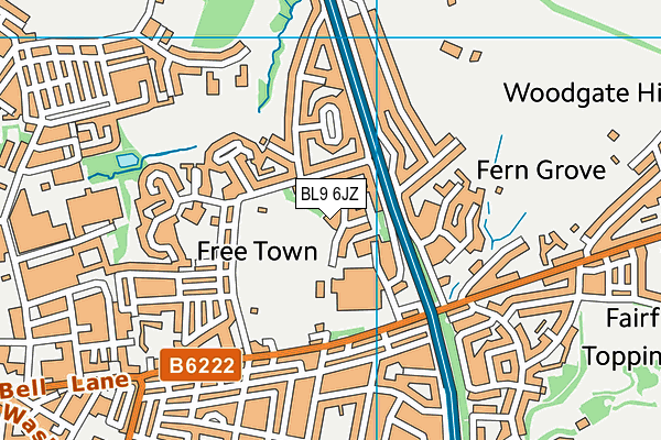 BL9 6JZ map - OS VectorMap District (Ordnance Survey) BL9 6JZ map - OS VectorMap District (Ordnance Survey)
