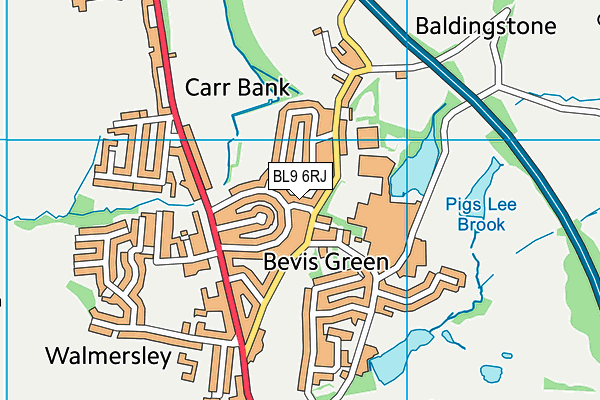 BL9 6RJ map - OS VectorMap District (Ordnance Survey)