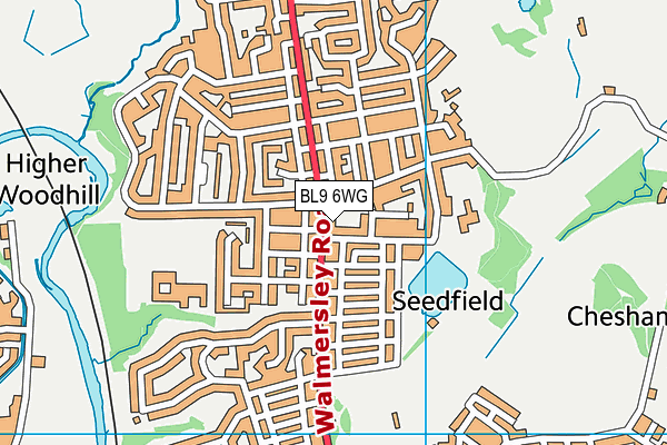 BL9 6WG map - OS VectorMap District (Ordnance Survey)