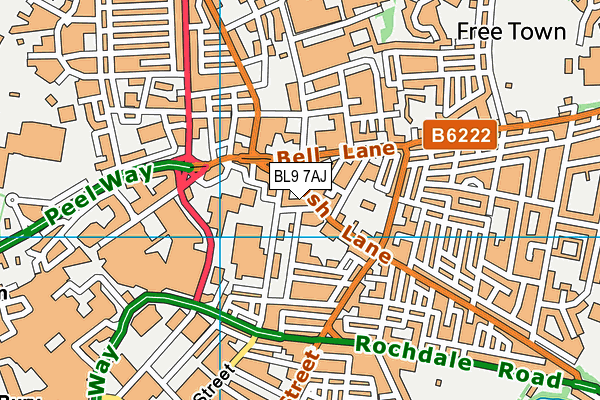 BL9 7AJ map - OS VectorMap District (Ordnance Survey) BL9 7AJ map - OS VectorMap District (Ordnance Survey)