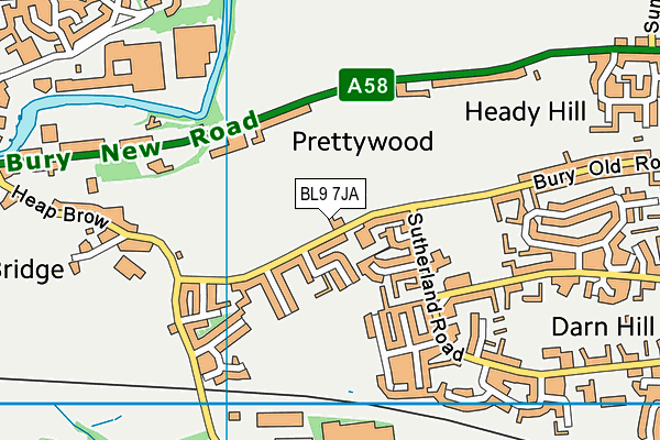 BL9 7JA map - OS VectorMap District (Ordnance Survey)