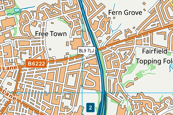 BL9 7LJ map - OS VectorMap District (Ordnance Survey) BL9 7LJ map - OS VectorMap District (Ordnance Survey)