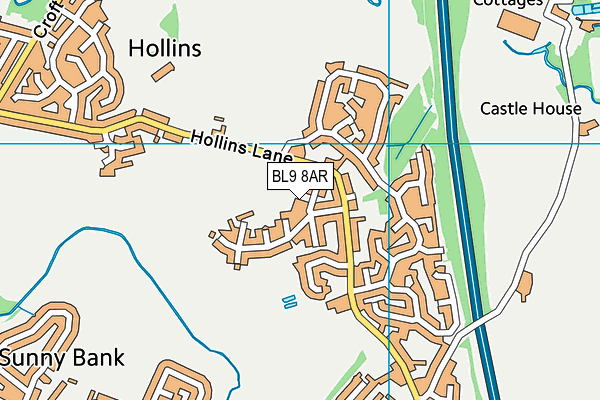 BL9 8AR map - OS VectorMap District (Ordnance Survey) BL9 8AR map - OS VectorMap District (Ordnance Survey)