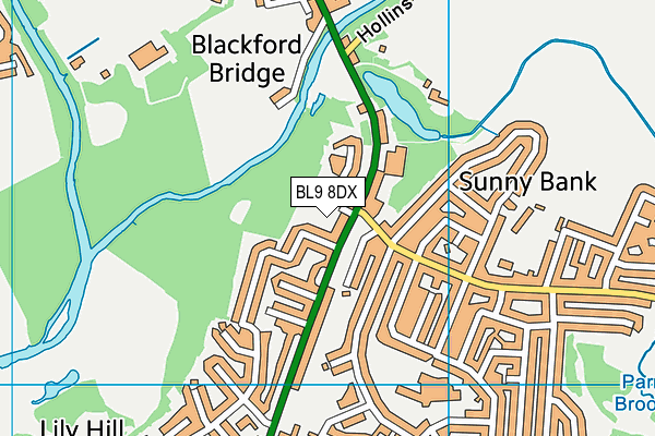 BL9 8DX map - OS VectorMap District (Ordnance Survey) BL9 8DX map - OS VectorMap District (Ordnance Survey)