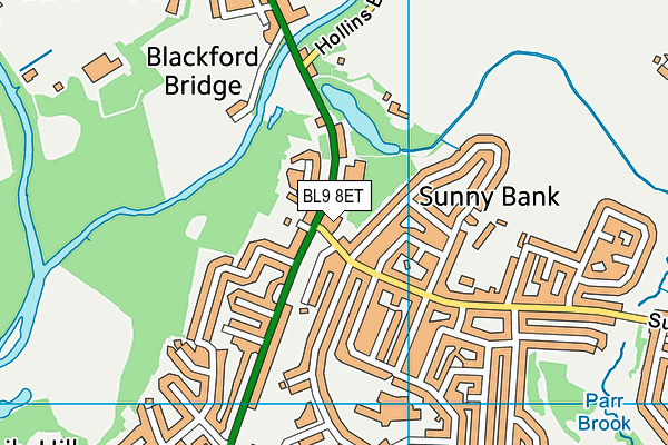 BL9 8ET map - OS VectorMap District (Ordnance Survey) BL9 8ET map - OS VectorMap District (Ordnance Survey)