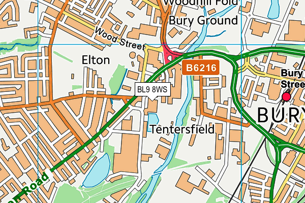 BL9 8WS map - OS VectorMap District (Ordnance Survey) BL9 8WS map - OS VectorMap District (Ordnance Survey)