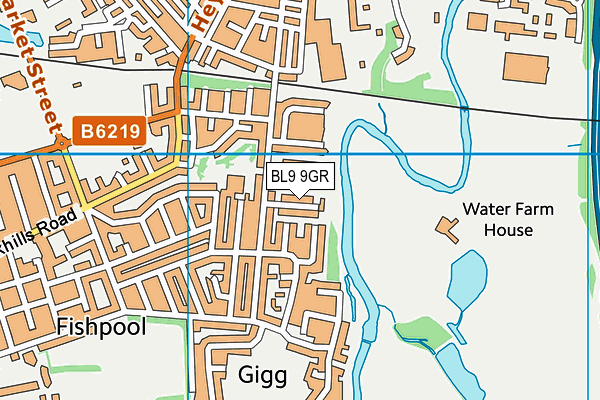 BL9 9GR map - OS VectorMap District (Ordnance Survey) BL9 9GR map - OS VectorMap District (Ordnance Survey)