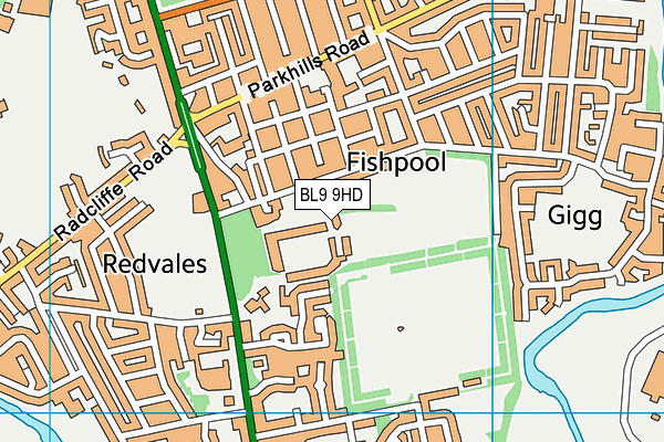 BL9 9HD map - OS VectorMap District (Ordnance Survey) BL9 9HD map - OS VectorMap District (Ordnance Survey)