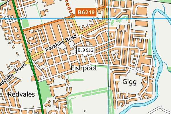 BL9 9JG map - OS VectorMap District (Ordnance Survey) BL9 9JG map - OS VectorMap District (Ordnance Survey)