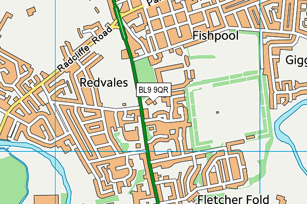 BL9 9QR map - OS VectorMap District (Ordnance Survey) BL9 9QR map - OS VectorMap District (Ordnance Survey)