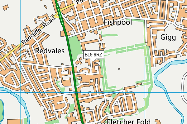 BL9 9RZ map - OS VectorMap District (Ordnance Survey) BL9 9RZ map - OS VectorMap District (Ordnance Survey)