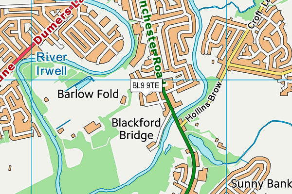 BL9 9TE map - OS VectorMap District (Ordnance Survey) BL9 9TE map - OS VectorMap District (Ordnance Survey)