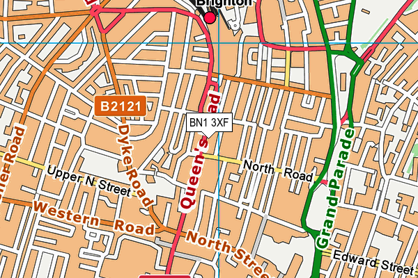 BN1 3XF map - OS VectorMap District (Ordnance Survey)