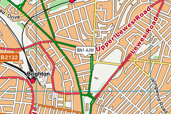 BN1 4JW map - OS VectorMap District (Ordnance Survey)