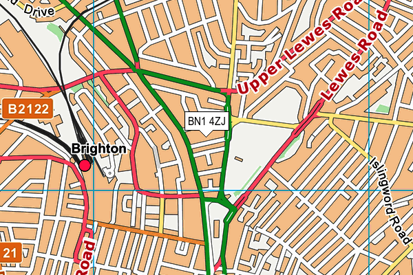 BN1 4ZJ map - OS VectorMap District (Ordnance Survey)