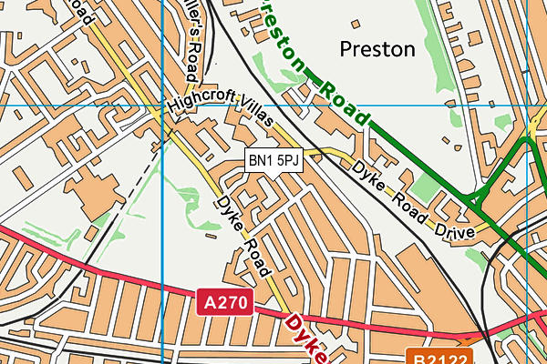 BN1 5PJ map - OS VectorMap District (Ordnance Survey)