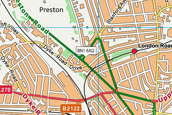 BN1 6AQ map - OS VectorMap District (Ordnance Survey)