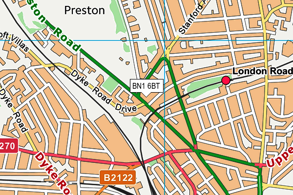 BN1 6BT map - OS VectorMap District (Ordnance Survey)