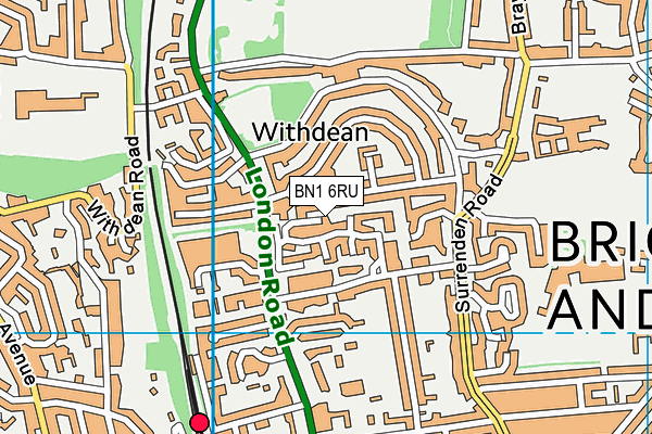 BN1 6RU map - OS VectorMap District (Ordnance Survey)