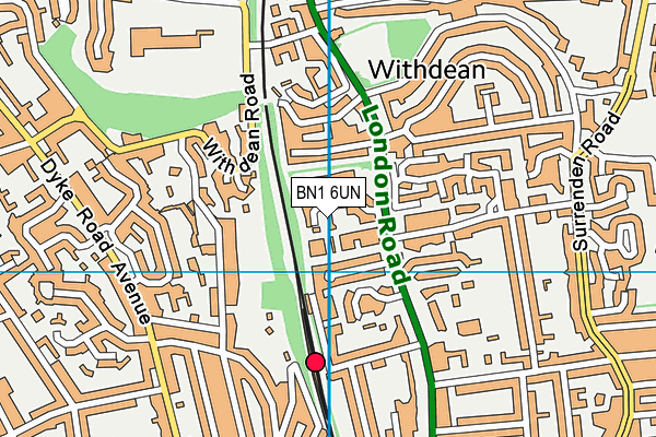 BN1 6UN map - OS VectorMap District (Ordnance Survey)