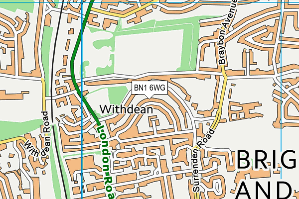BN1 6WG map - OS VectorMap District (Ordnance Survey)