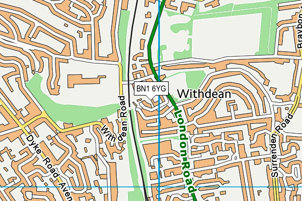 BN1 6YG map - OS VectorMap District (Ordnance Survey)