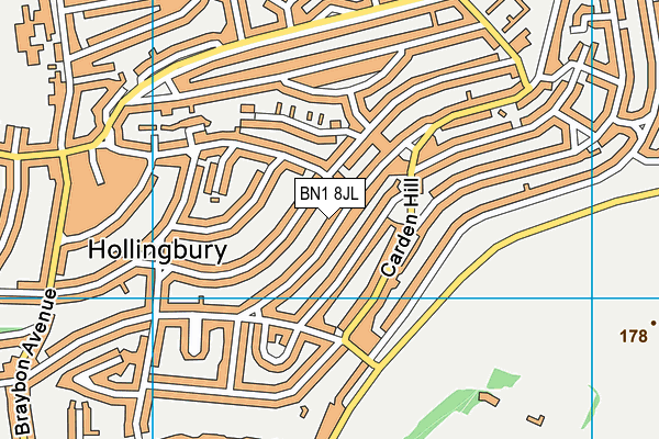 BN1 8JL map - OS VectorMap District (Ordnance Survey)