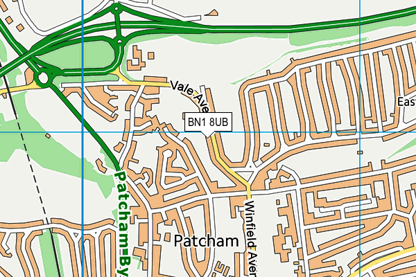 BN1 8UB map - OS VectorMap District (Ordnance Survey)