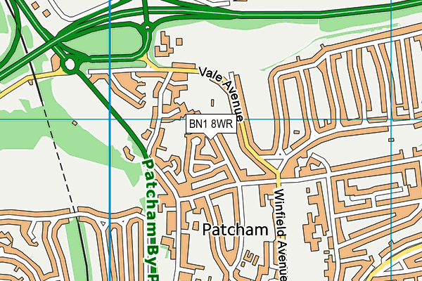BN1 8WR map - OS VectorMap District (Ordnance Survey)