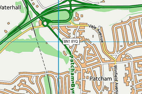 BN1 8YQ map - OS VectorMap District (Ordnance Survey)