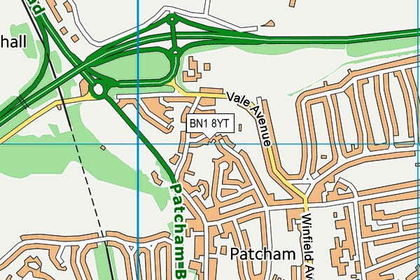 BN1 8YT map - OS VectorMap District (Ordnance Survey)