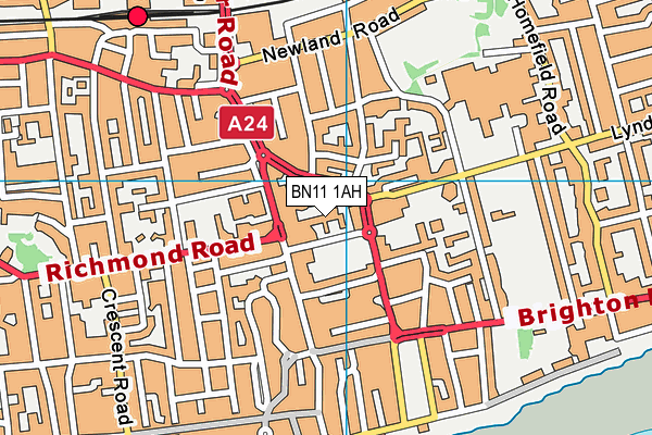 BN11 1AH map - OS VectorMap District (Ordnance Survey) BN11 1AH map - OS VectorMap District (Ordnance Survey)