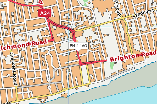 BN11 1AQ map - OS VectorMap District (Ordnance Survey)