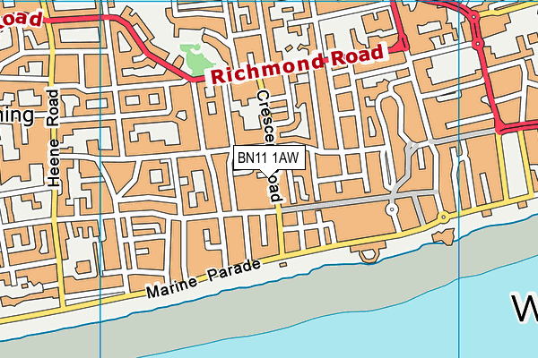 BN11 1AW map - OS VectorMap District (Ordnance Survey) BN11 1AW map - OS VectorMap District (Ordnance Survey)