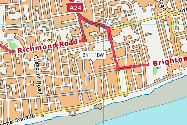 BN11 1BW map - OS VectorMap District (Ordnance Survey)